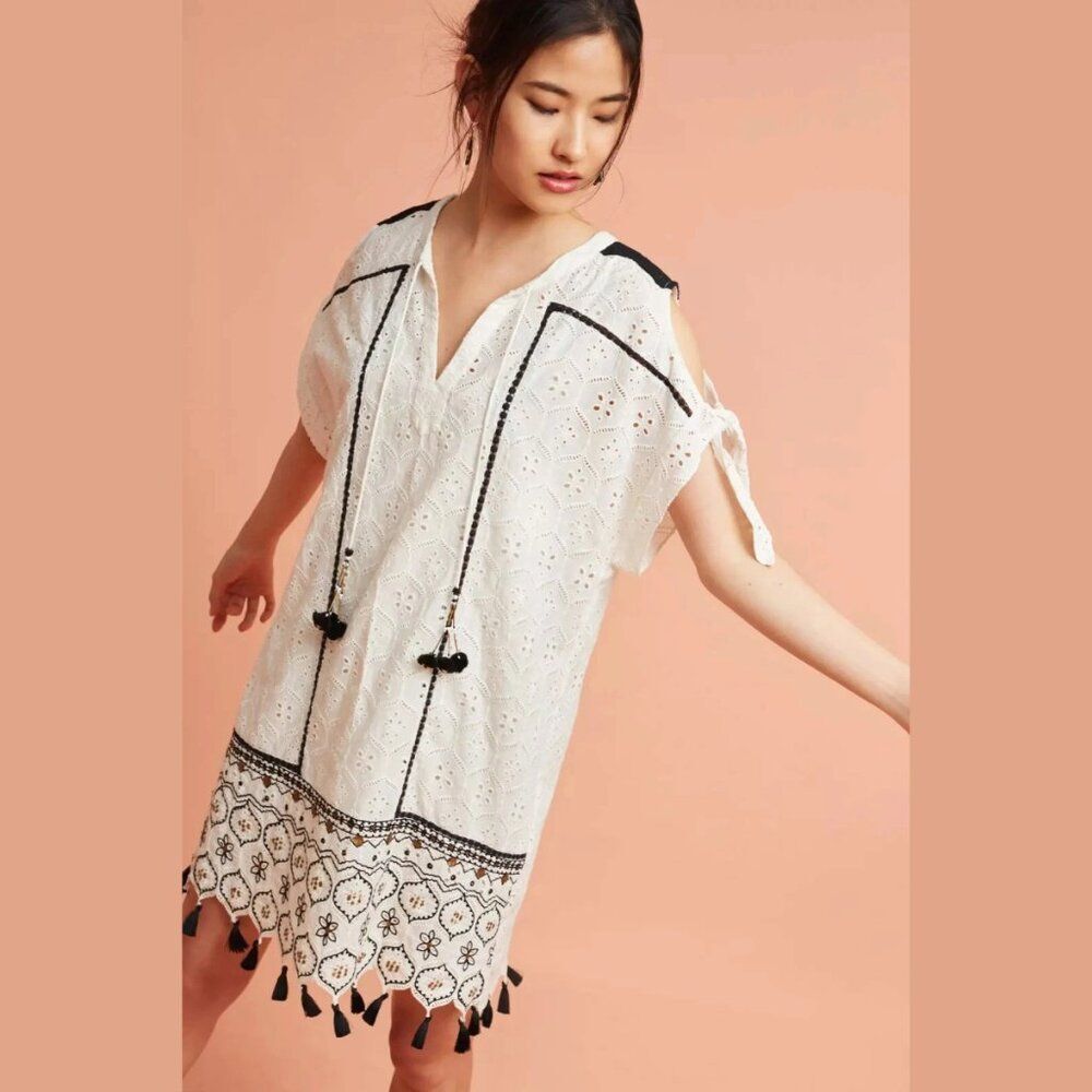 Anthropologie Hemant & Nandita Aditya Embroidered Tunic Dress Size S